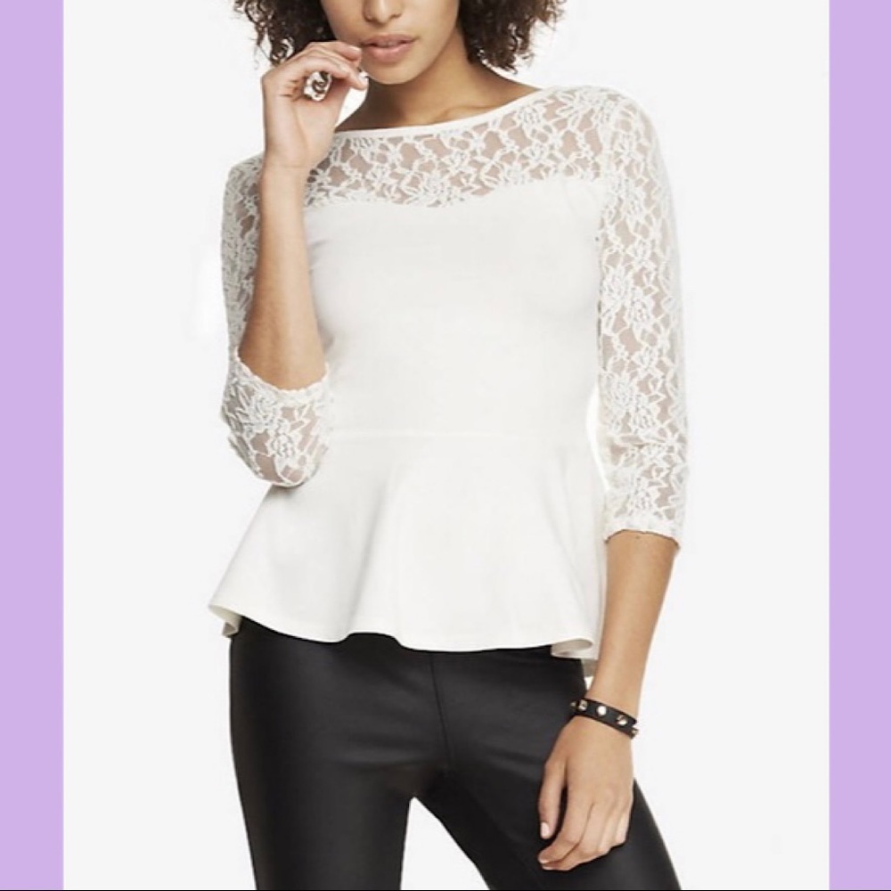 Express Light Pink Peplum Top